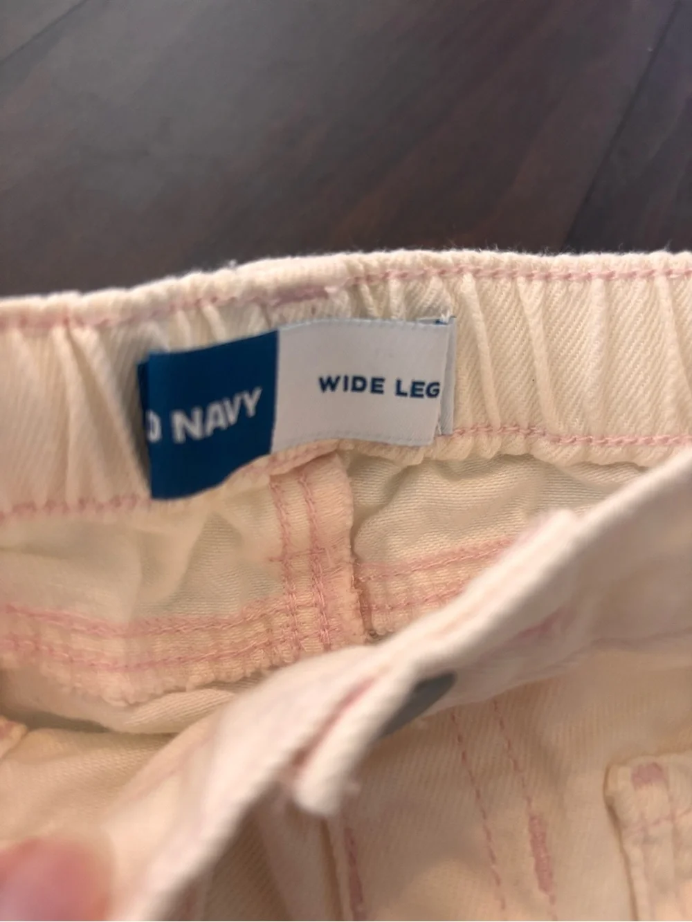 Old Navy Pastel Pink Wide-Leg Jeans with Front Patch Pockets